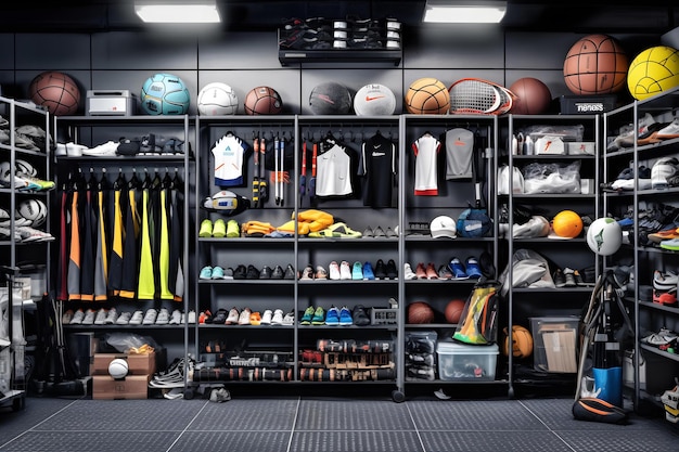 Photo photo d'etalase dans la salle sports shop generative ai