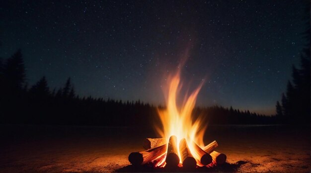 Photo une photo éthérée d'un feu de camp sous un ciel étoilé