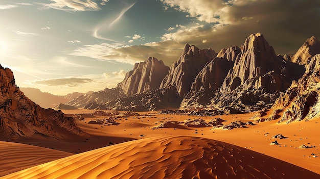 Une photo étonnante d'un beau paysage avec un grand canyon et une dune de sable au premier plan