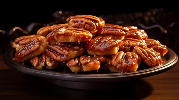 Une photo d'une exposition tentante de pralines de noix de pécan