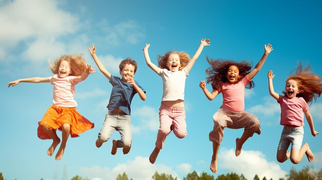 Photo f Bonheur et liberté dans l'enfance avec des enfants mignons