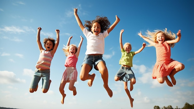 Photo f Bonheur et liberté dans l'enfance avec des enfants mignons