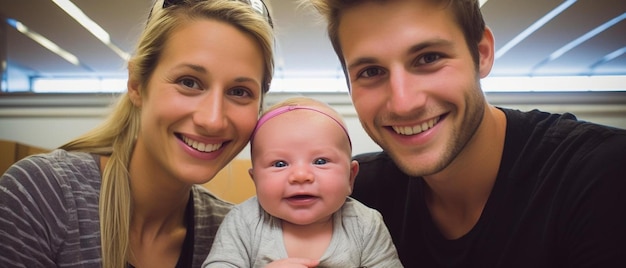 Photo une photo de famille d'un bébé et d'un nourrisson