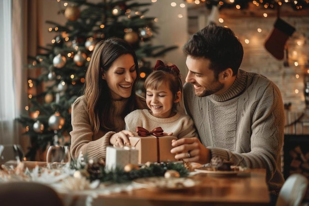 Une photo de famille célébrant une fête dans une atmosphère familiale