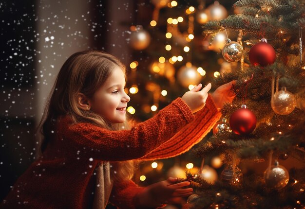 Photo d'une famille heureuse profitant de Noël ensemble à la maison en faisant des décorations de Noël