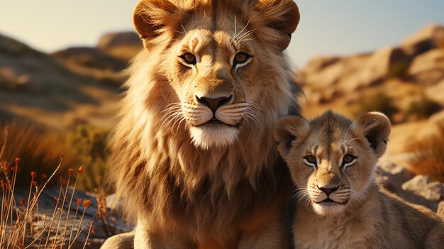 photo de famille de lion