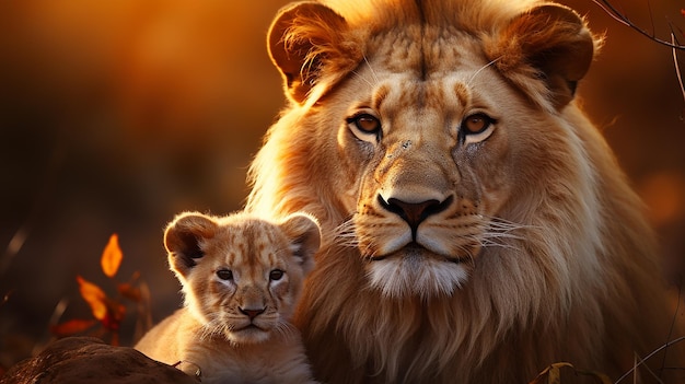 Photo photo de famille de lion