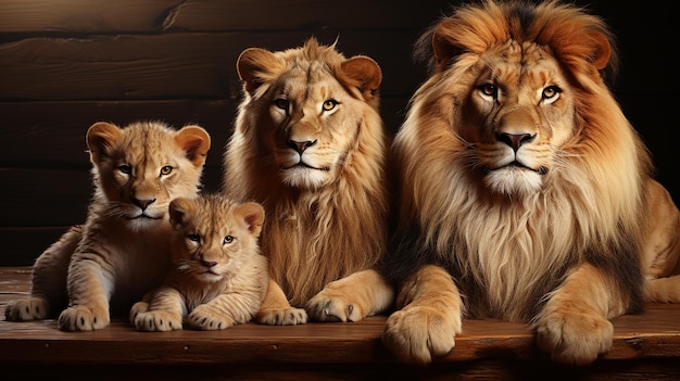 Photo photo de famille de lion