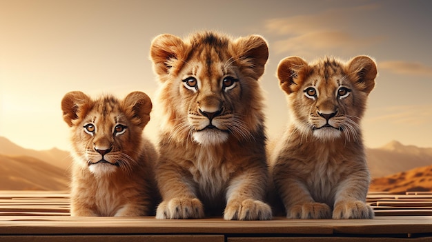 photo de famille de lion