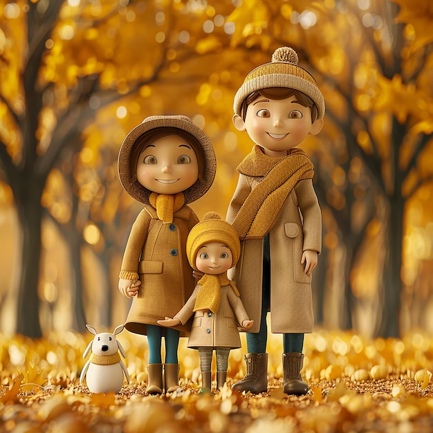 Photo d'une famille mignonne et élégante dans un parc d'automne