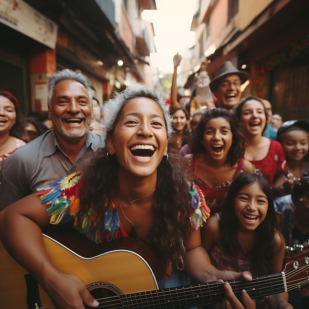 Photo de familles colombiennes engagées dans la tradition de La Parranda La Colombie festive vibrante