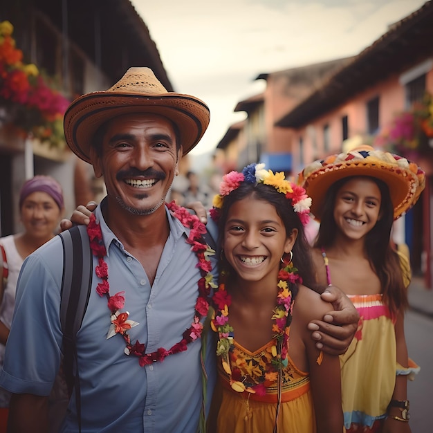 Photo de familles colombiennes qui se rendent dans leurs villes ancestrales pour célébrer la Colombie vibrante