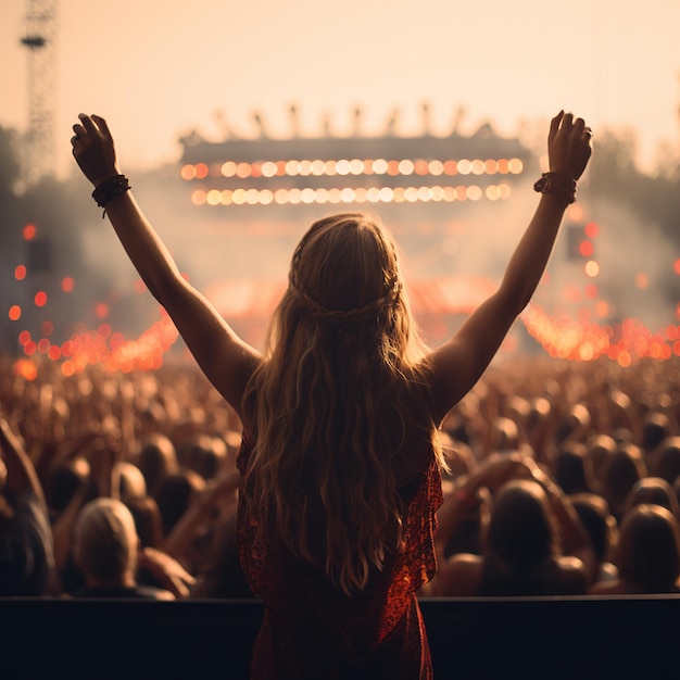 photo d'une fan de dos tourné à un festival