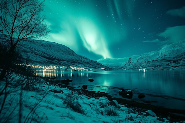 Photo fascinante des aurores boréales dans le ciel nocturne capturée en Norvège
