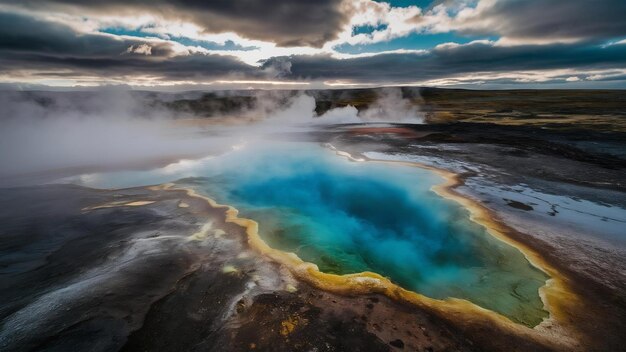 Photo une photo fascinante de la zone géothermique de krysuvik dans la péninsule de reykjanes en islande