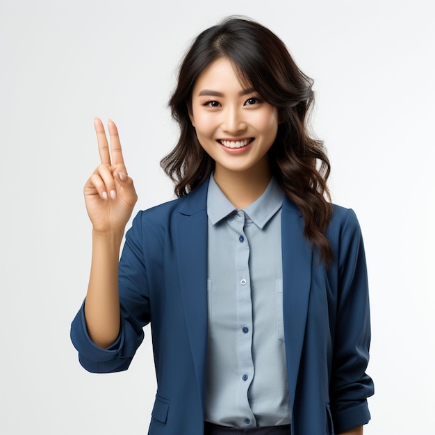 Une photo d'une femme d'affaires d'Asie du Sud-Est avec un doigt pointé droit