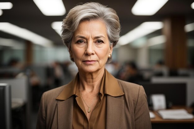 Photo d'une femme d'affaires plus âgée et élégante au bureau