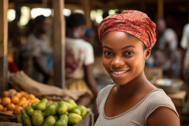 Photo d'une femme au marché