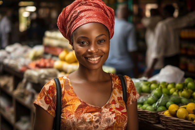 Photo d'une femme au marché