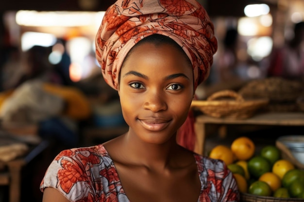 Photo d'une femme au marché