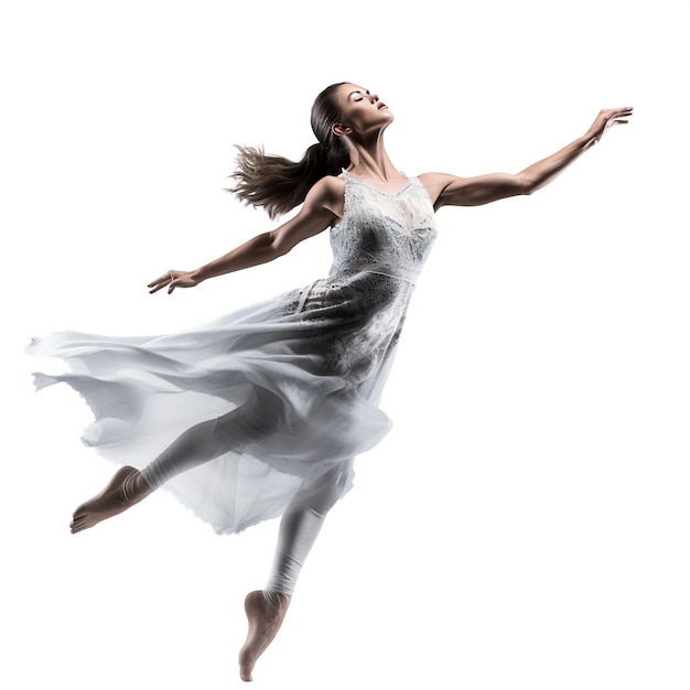 Photo de femme ballerine en fond blanc générative ai