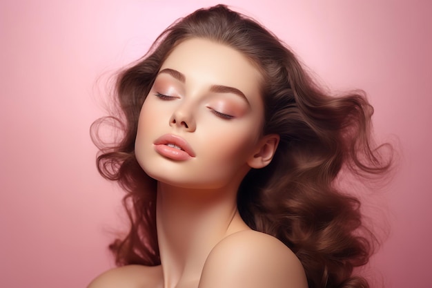 Photo d'une femme belle et naturelle en arrière-plan du studio