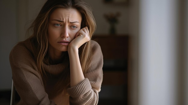 Photo d'une femme déprimée éveillée la nuit, elle est épuisée et souffre d'insomnie.