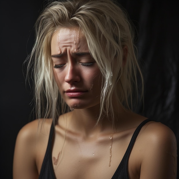 une photo d'une femme déprimée qui pleure