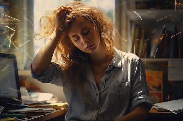 Une photo d'une femme fatiguée.