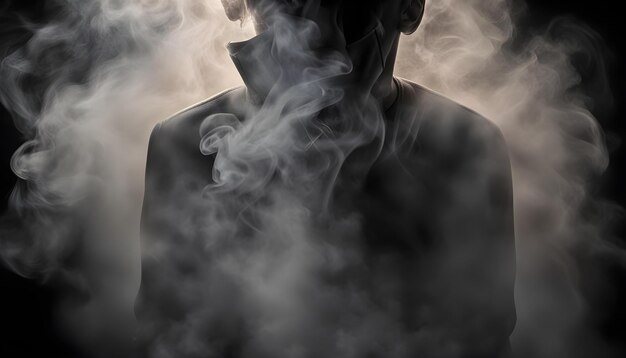 une photo d'une femme avec un fond sombre et le mot fumée