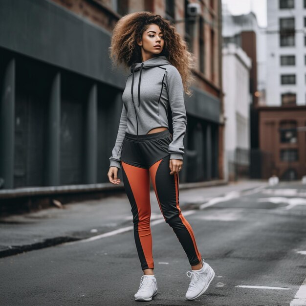 Photo photo d'une femme en forme avec un sourire parfait dans des vêtements de sport élégants