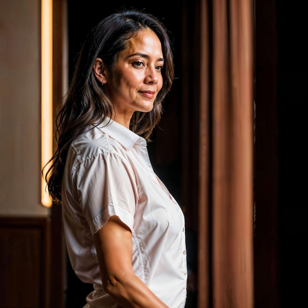 Photo d'une femme heureuse travaillant à la maison résident générative AI