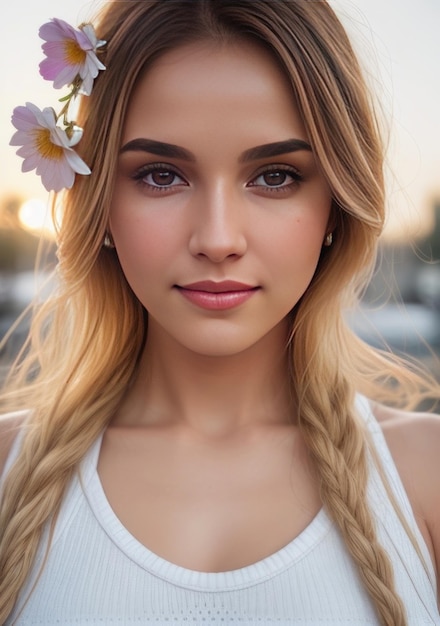 Photo d'une femme heureuse en vêtements d'été IA générative