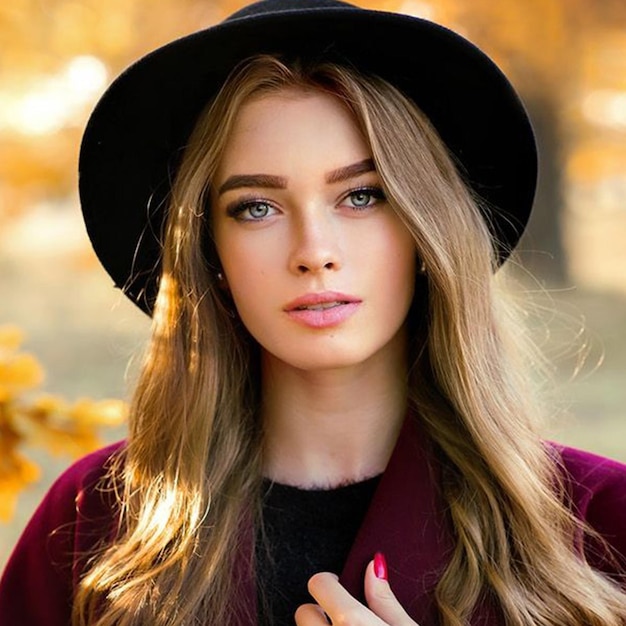 Photo de femme jeune modèle de mode mignon avec chapeau