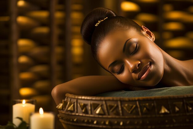 Photo d'une femme profitant d'un massage relaxant dans un spa