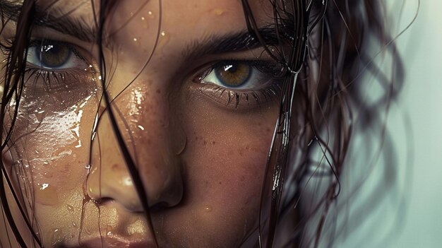 une photo d'une femme avec des taches de rousseur sur le visage