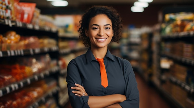 Photo d'une femme travaillant dans un supermarché