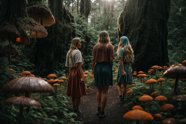 photo de femmes au pays des champignons