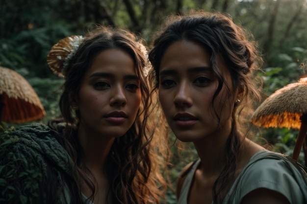 photo de femmes au pays des champignons