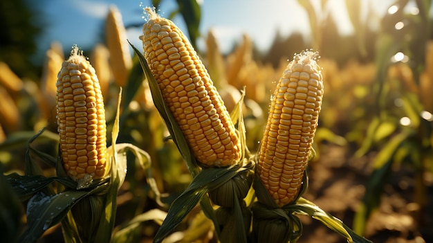 Photo d'une ferme de plantation de maïs générative ai