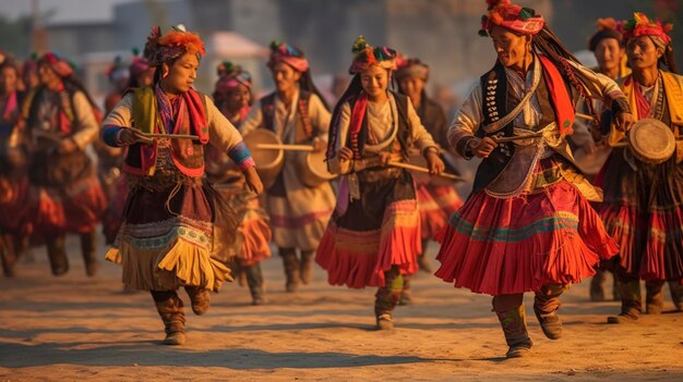 Une photo d'un festival culturel avec musique et danse traditionnelles