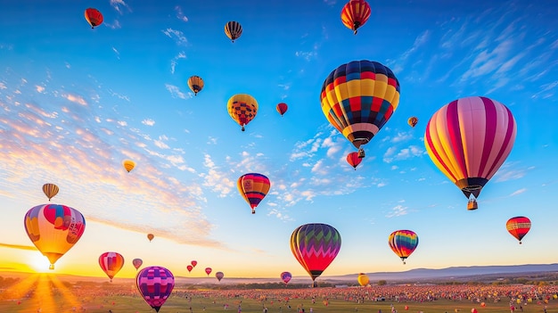 une photo d'un festival de montgolfières à air chaud magenta