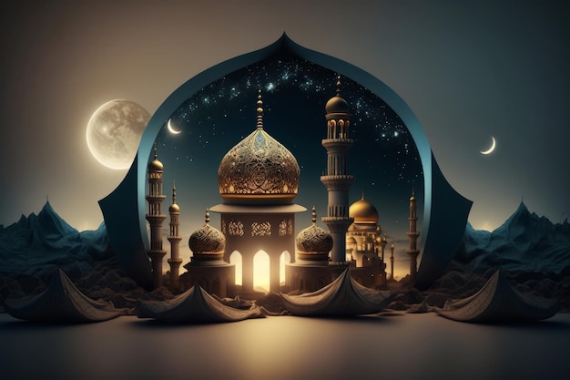 Photo festive ramadan kareem background Illustration AI Générative