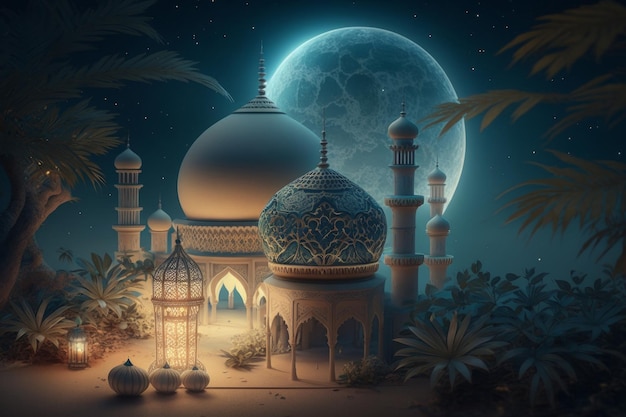 Photo festive ramadan kareem background Illustration AI Générative
