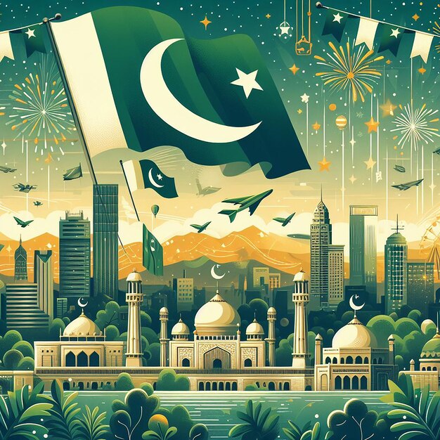 Photo une photo de la fête de l'indépendance du pakistan générée par l'ia