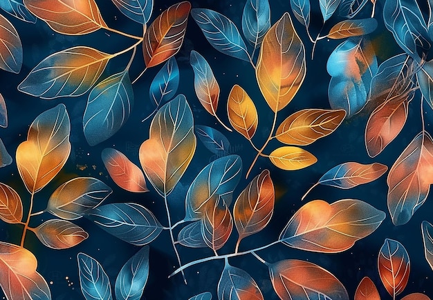 Photo de feuilles colorées à motif de papier peint à l'arrière-plan