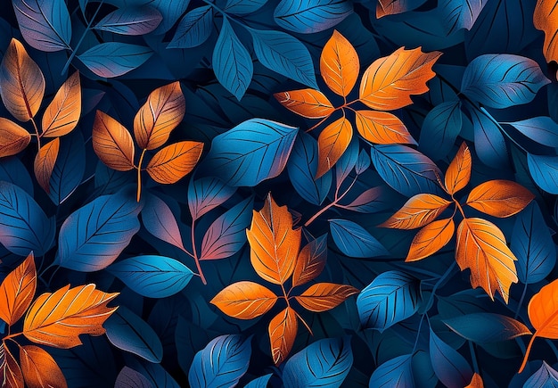Photo de feuilles colorées à motif de papier peint à l'arrière-plan