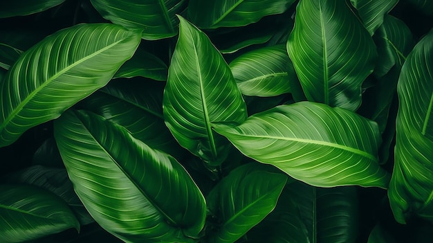 Photo de feuilles vert foncé de fond pour l'écran de l'ordinateur portable