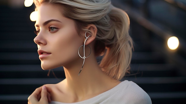 Une photo d'une fille chic portant une manchette d'oreille à la mode