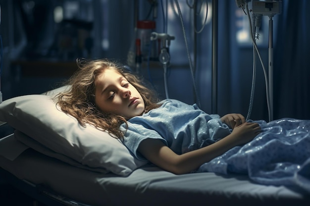 Photo d'une fille dans un lit d'hôpital